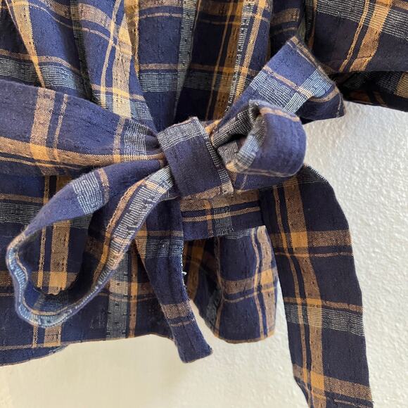 Madewell Navy and Brown Plaid Blouse - Picture 6 of 16
